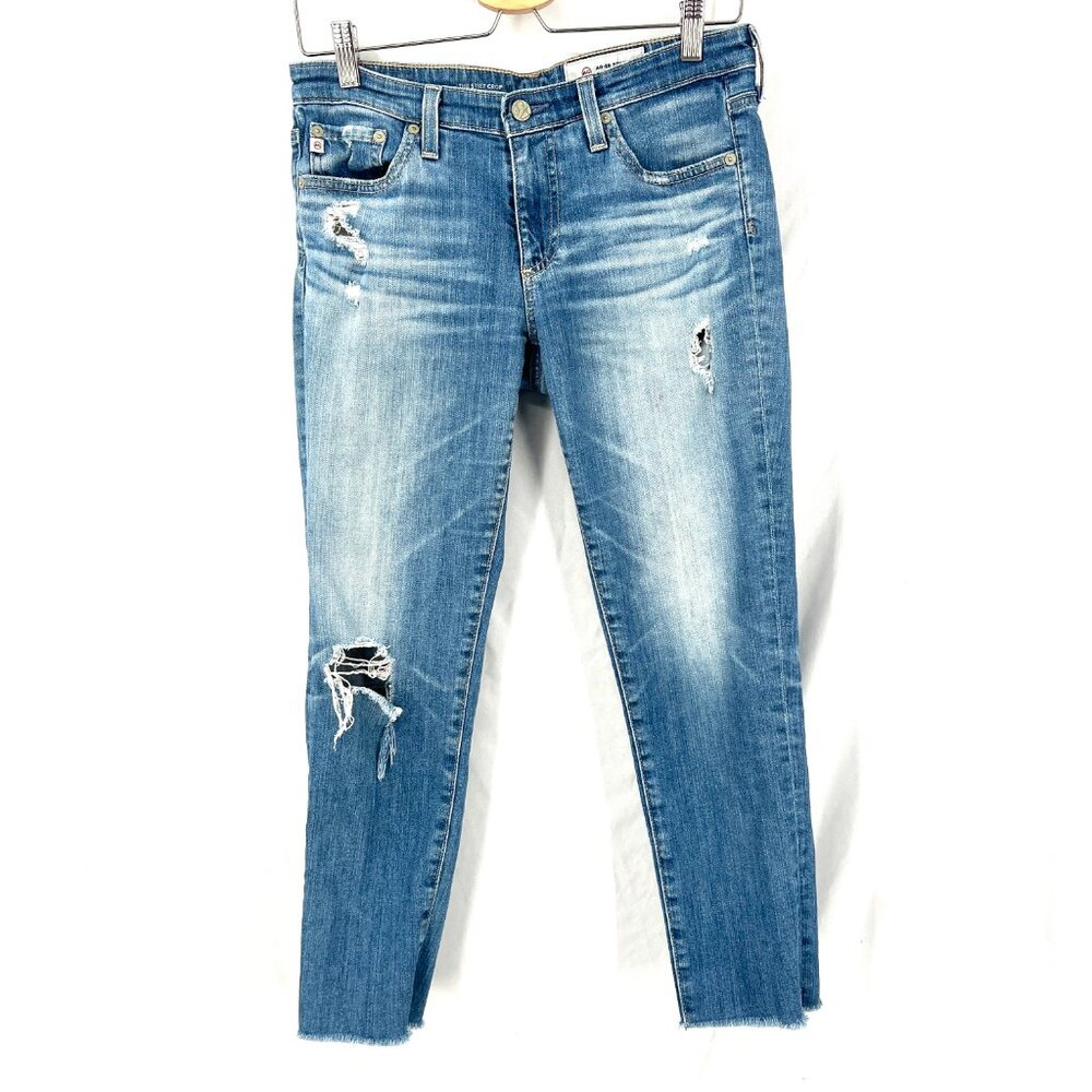 AG Adriano Goldschmied The Stilt Crop cigarette crop distressed skinny jeans 29 - Picture 2 of 13